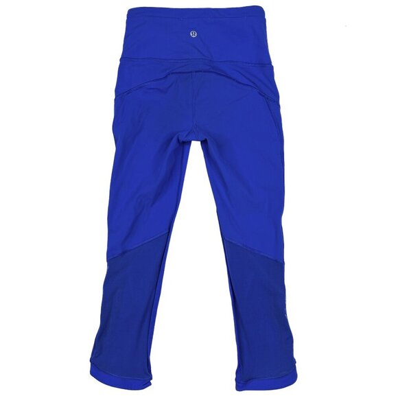 Lululemon Hit It Crop Cerulean Blue Mesh High-Rise Reflective Size 2 - NWOT - Picture 4 of 6